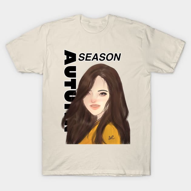 Autumn Season Girl T-Shirt by Bici arts